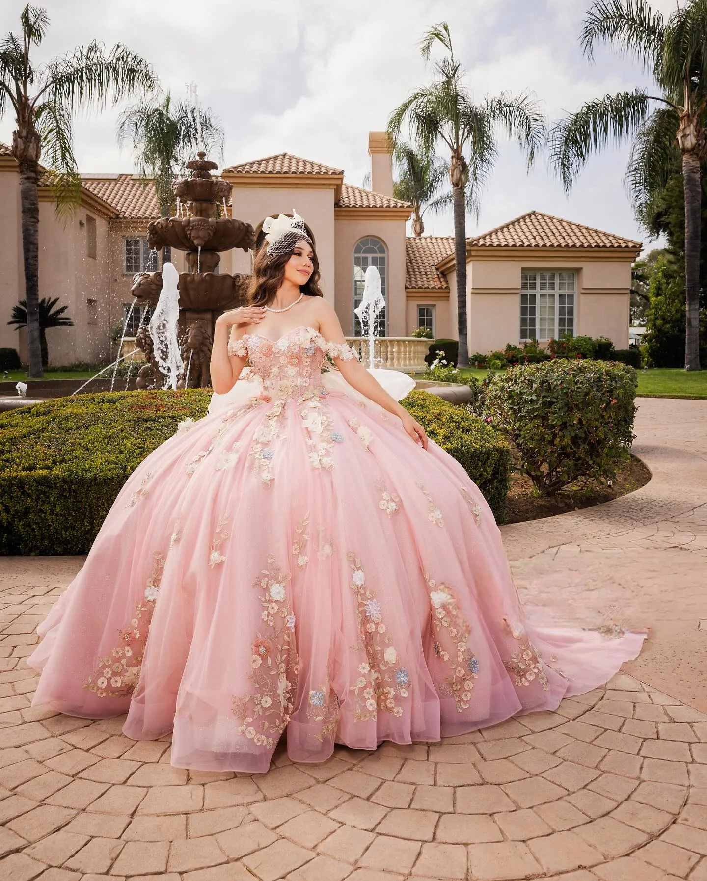 Robes de Quinceanera roses à fleurs 3D, robe de Rhen tulle, Sweet 16, 18, Off the Initiated, 15 ans