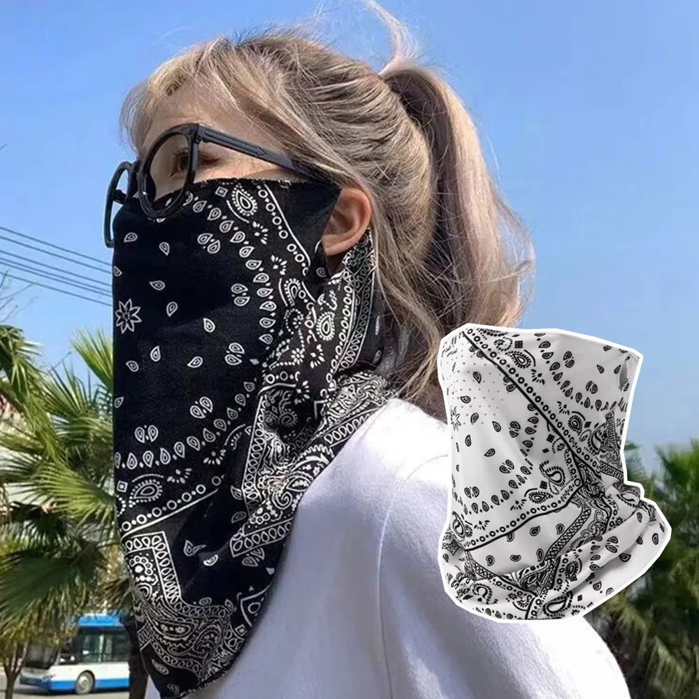 Fashion Punk Sunscreen Face Mask For Men Women Summer Face Neck UV Protection Ear Scarf Hip Hop Sports Cycling Bandana Scarfs