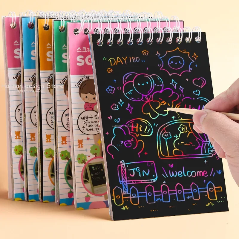 Scratch Note Children's Creative DIY Scratch Painting Colorful Graffiti Notebook Creative DIY Environmental Friendly Puzzle