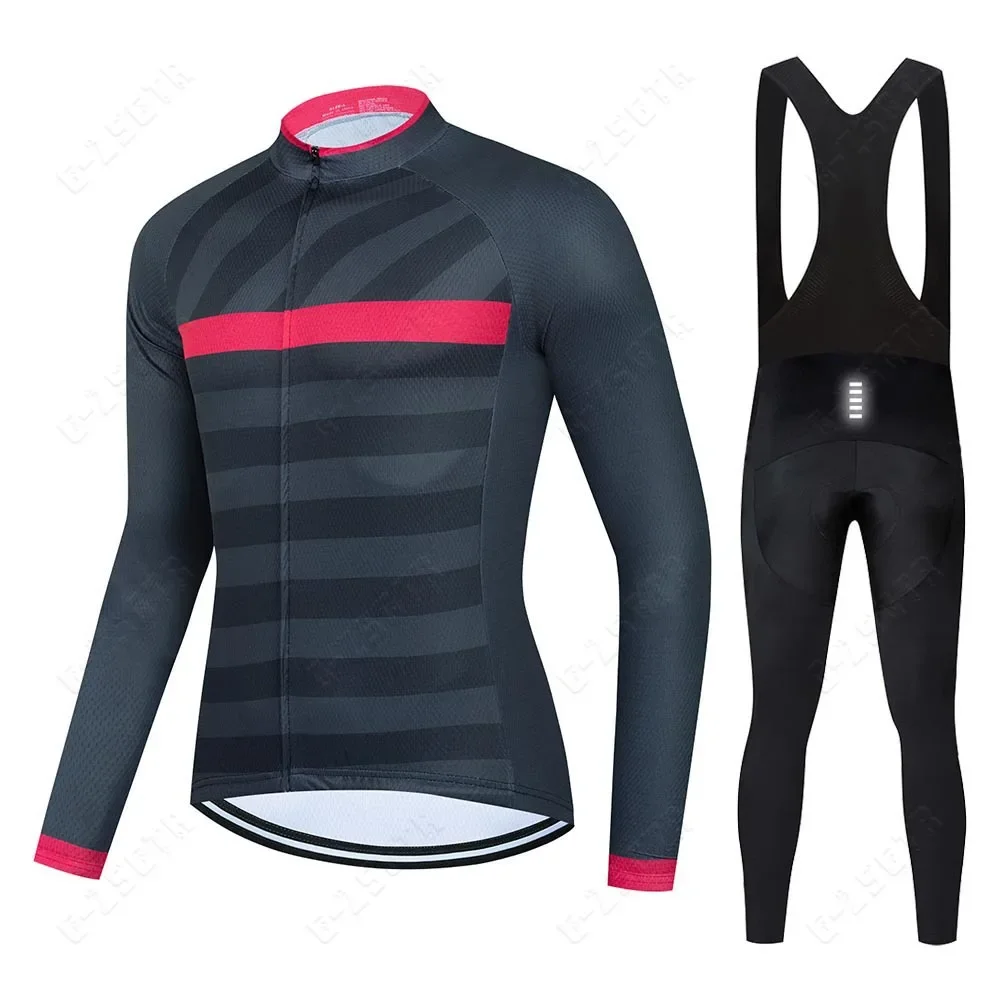 Summer and Autumn Sweating Long Sleeve Unisex Simple Striped Cycling Suit