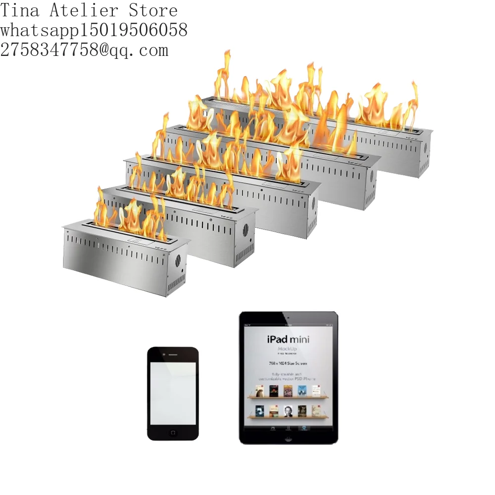 PANSEE Intelligent Ethanol Fireplace with Remote Control Modern Steel Design for Indoor Use in Apartments Hotels 5-Year Warranty