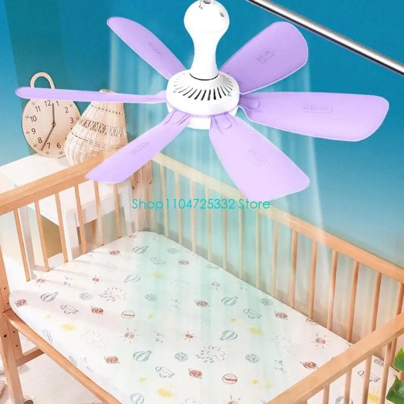 

P5EA Mini USB Ceiling Fan 17Inch Hanging Fan For Camping Tent Outdoor Gazebo Quiet With Long Cord