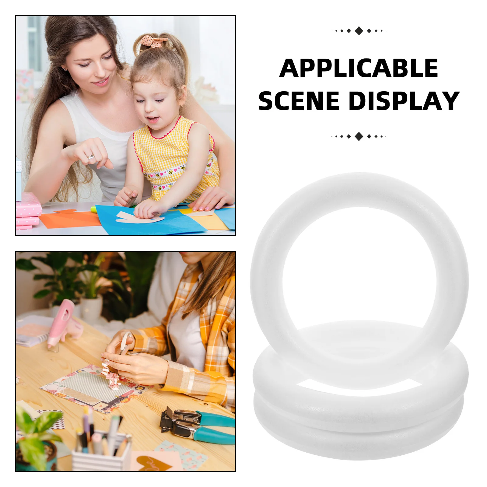 3 قطع حلقات دائرية صلبة بيضاء DIY لوازم الرسم الفني الإبداع تطوير التنسيق بين اليد والعين عيد الفصح والهالوين #4