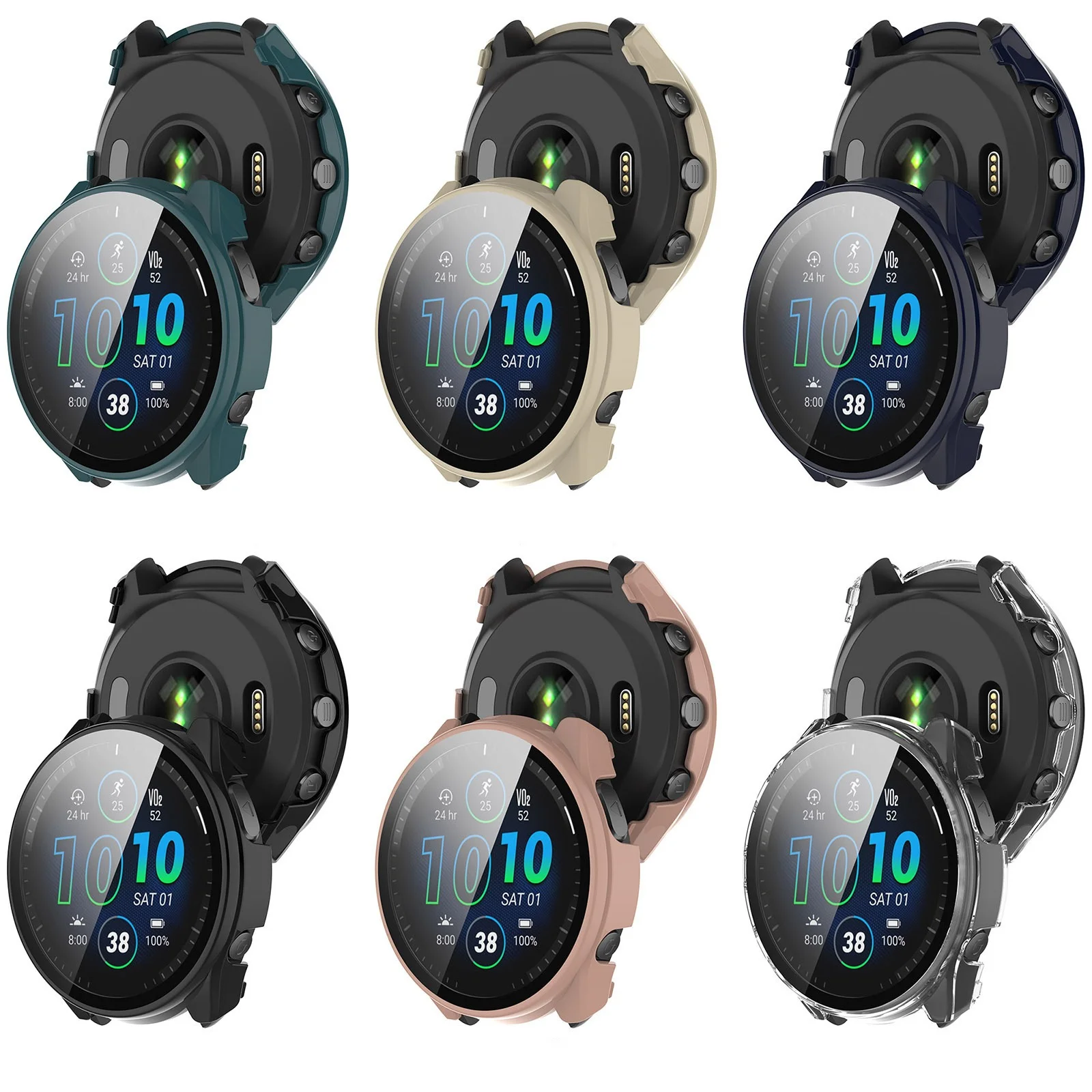 Etui z hartowanego szkła o wysokiej rozdzielczości do zegarka Garmin Forerunner 965 i ochraniacz ekranu do Garmin Forerunner 265 265S — zdjęcie produktu 2