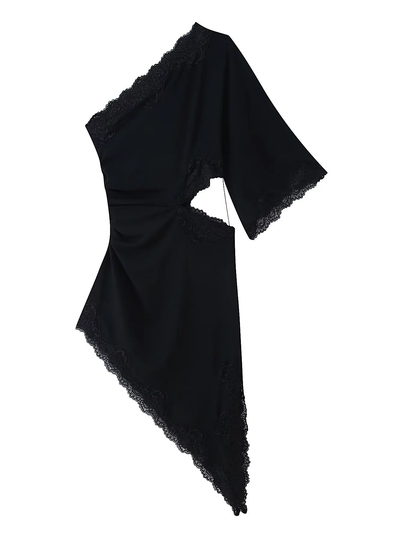 

Withered New European And American Style Opening Design Lace Edge Irregular Dress For Women's Clothing
