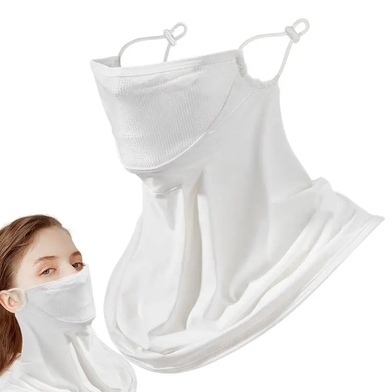 Nefes alabilen yüz kaplama Golf yüz kaplama bisiklet için ipek yüz eşarp UV koruma boyun kapak kulak döngüleri ile Golf yüz kapatma