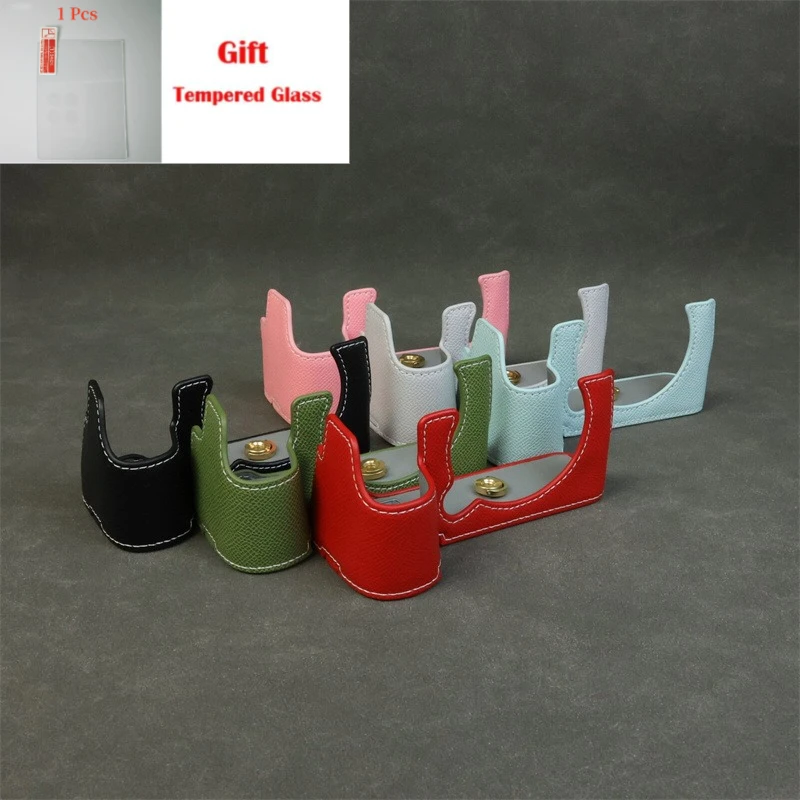 

For FUJIFILM Fuji X-S20 camera bag leather case, XS20 protective case handle half cover base case + free tempered film