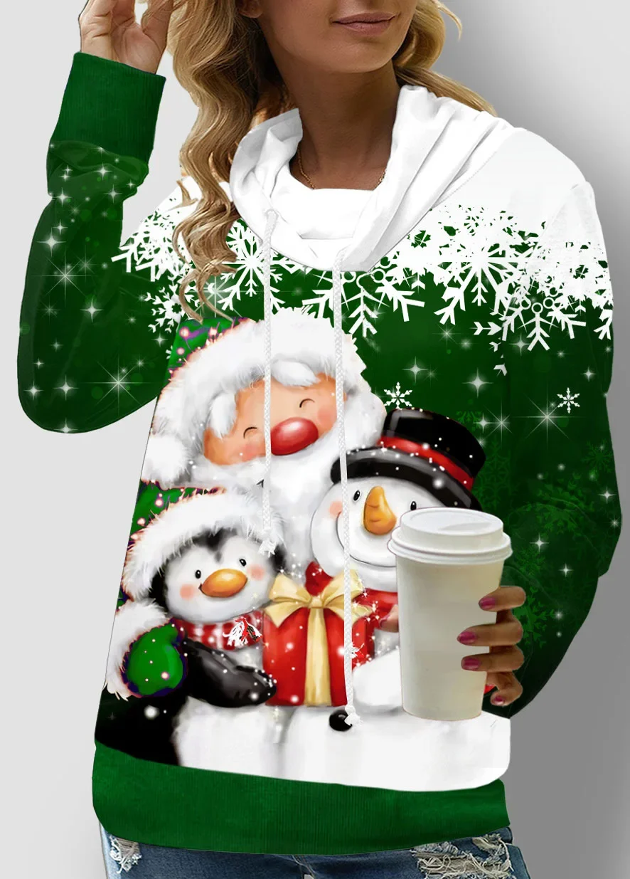 Women's Sweatshirt 3D Prints Christmas Theme Kawaii Graphics Long Sleeve T Shirt Casual Loose Fit O Neck Tee Long Sleeve Tops
