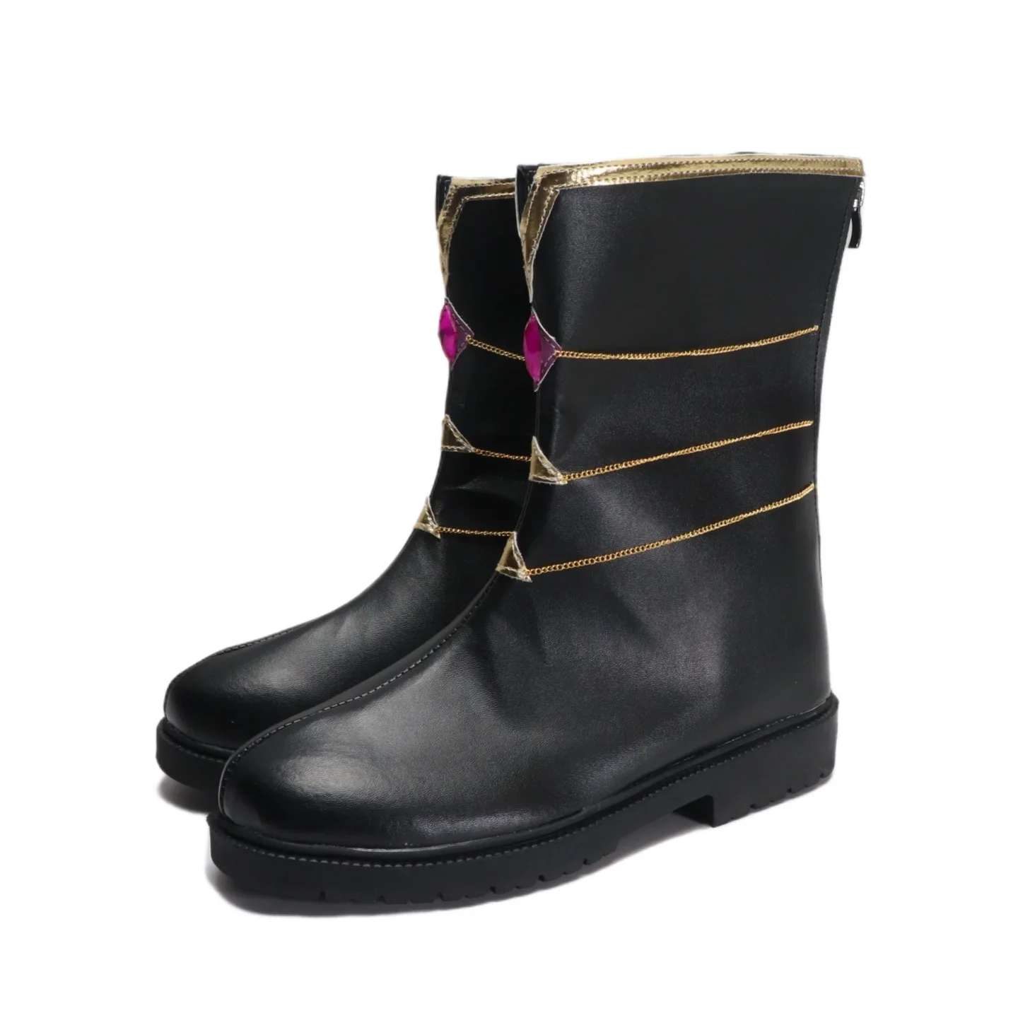 لعبة فرقة نجوم ساكوما ريتسو تأثيري أحذية بولي Leather جلد أحذية سوداء برقبة أحذية كرنفال الهالوين تأثيري الدعائم مخصص