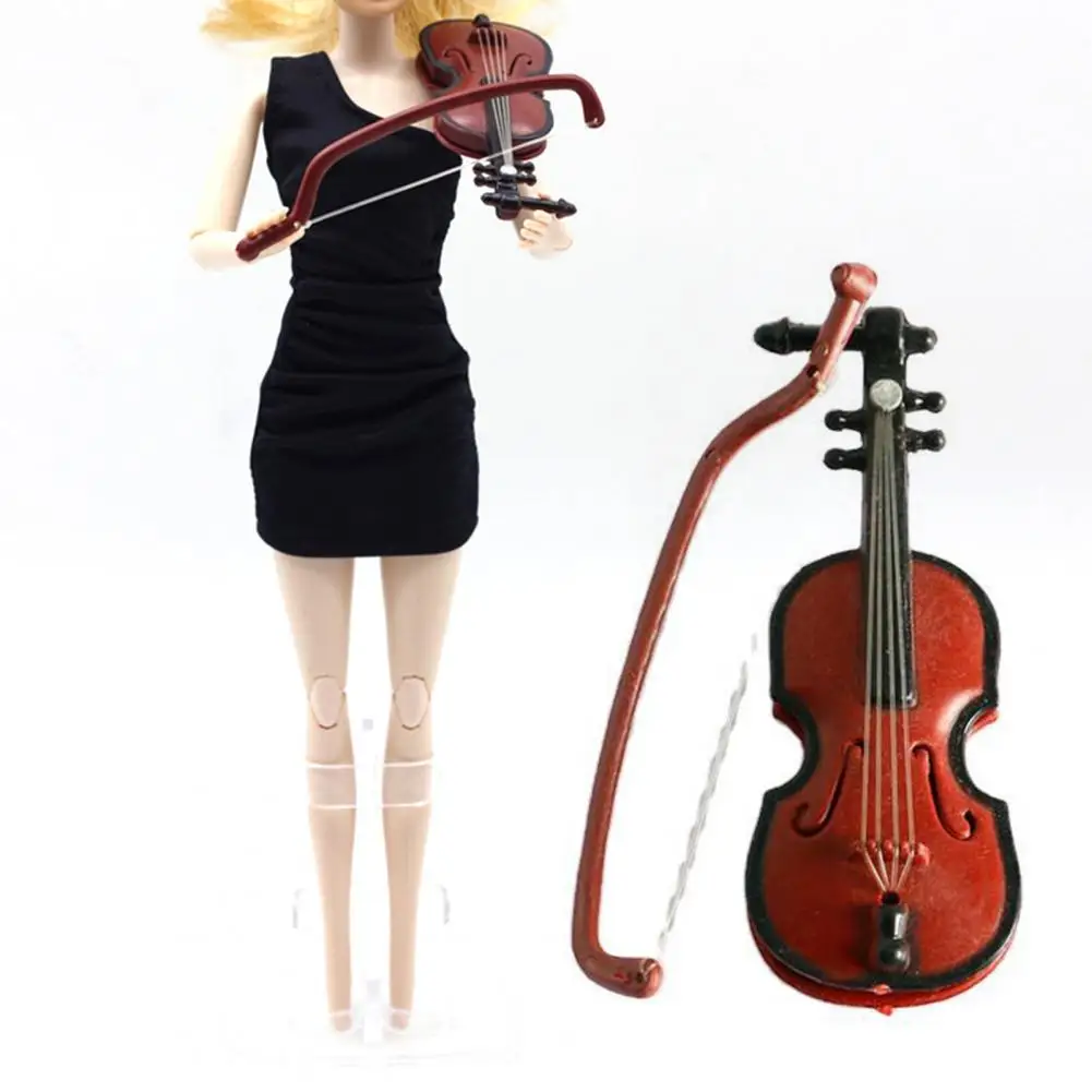 Mini Doll House Violin 1/12 Scale Red Miniature Dollhouse Violin Decoration Dolls Accessories