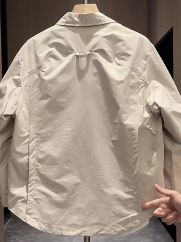 트렌디한 봄 가을 남성 재킷 캐주얼 패션 방풍 작업복 코트 큰 주머니 루즈핏 우아한 스타일 폴리에스터 섬유