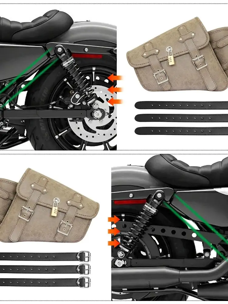 Uniwersalna Wodoodporna Torba Boczna na Motocykl Retro Torba na Tył Motocykla Wisząca Torba do Przechowywania na Elektryczne Pojazdy Tylny Bagażnik — 2