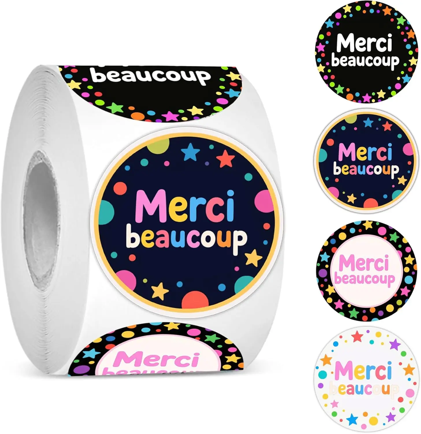 

Французские наклейки «Спасибо» с 4 различными дизайнами, 1,5-дюймовые наклейки «Спасибо за поддержку моего малого бизнеса», благоприятные