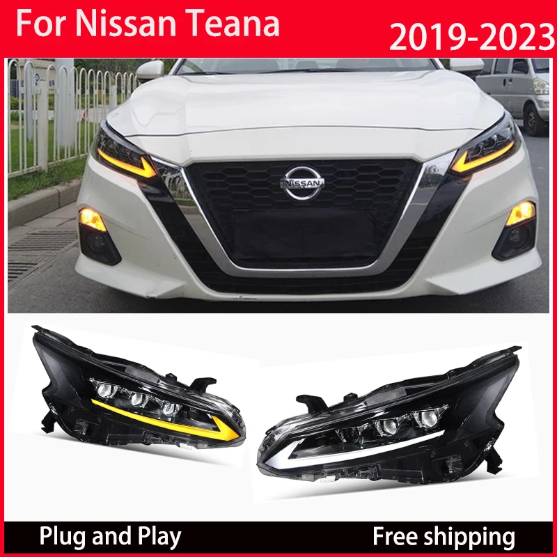 

Для Nissan Teana 2019-2023 автоматические фары в сборе, обновленная высокая конфигурация, светодиодный проектор, 3-объектив, автомобильные передние лампы, аксессуары