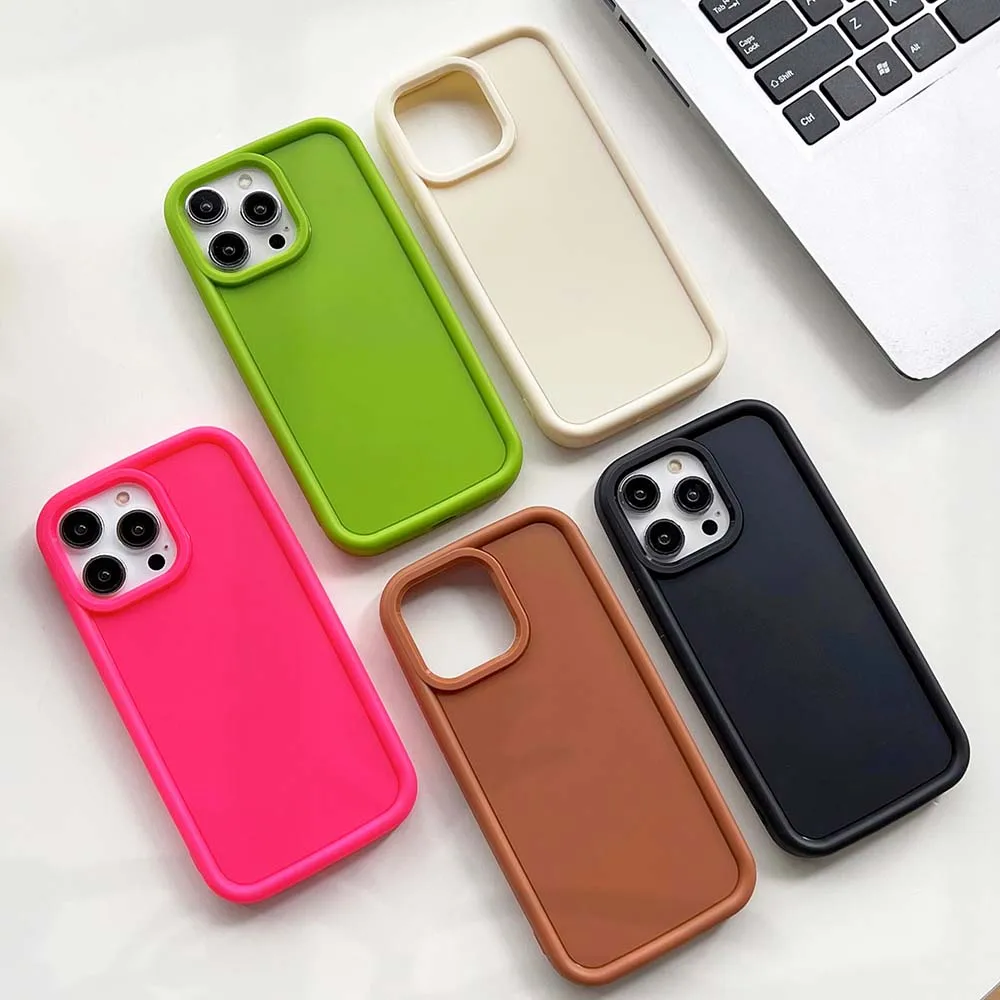 Big Camera Hole Pure Color Case For iPhone 15 14 13 12 11 Pro Max XR XS 7 8 SE Plus Soft TPU Cover Skin