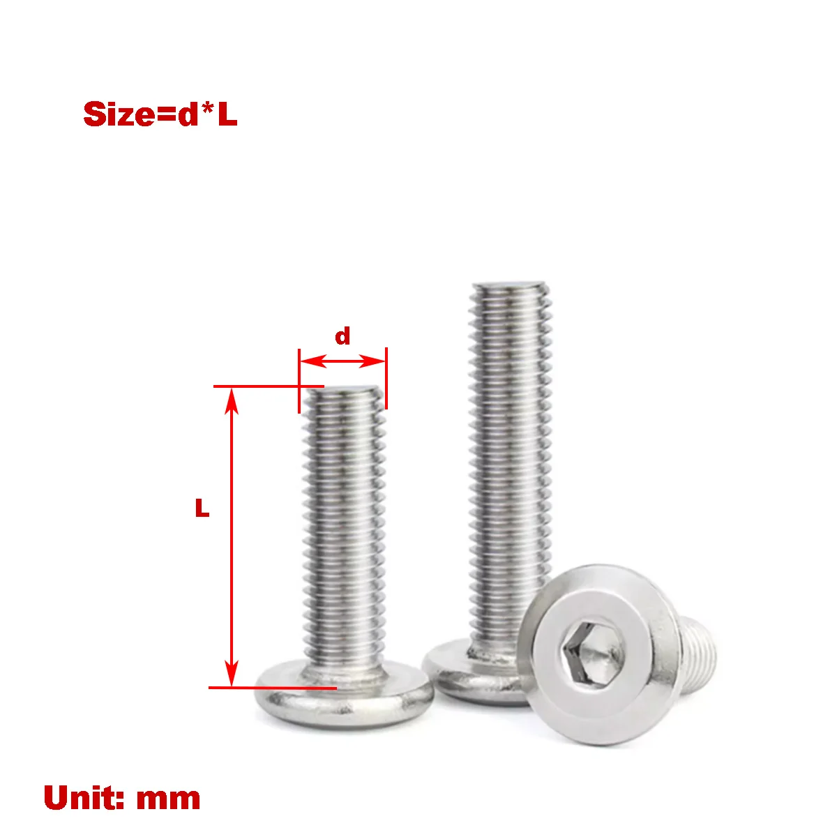 

304 Stainless Steel Flat Head Hexagonal Socket Screw / Bolt Fastener M4 M5 M6 M8 M10