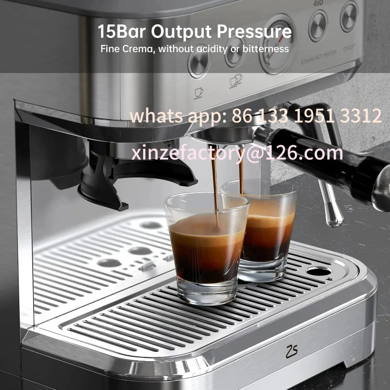 

Customizable 15 Bar Semi Automatic Espresso Maker With Grinder, Stainless Steel, Espresso Coffe Machine With Automatic Milk