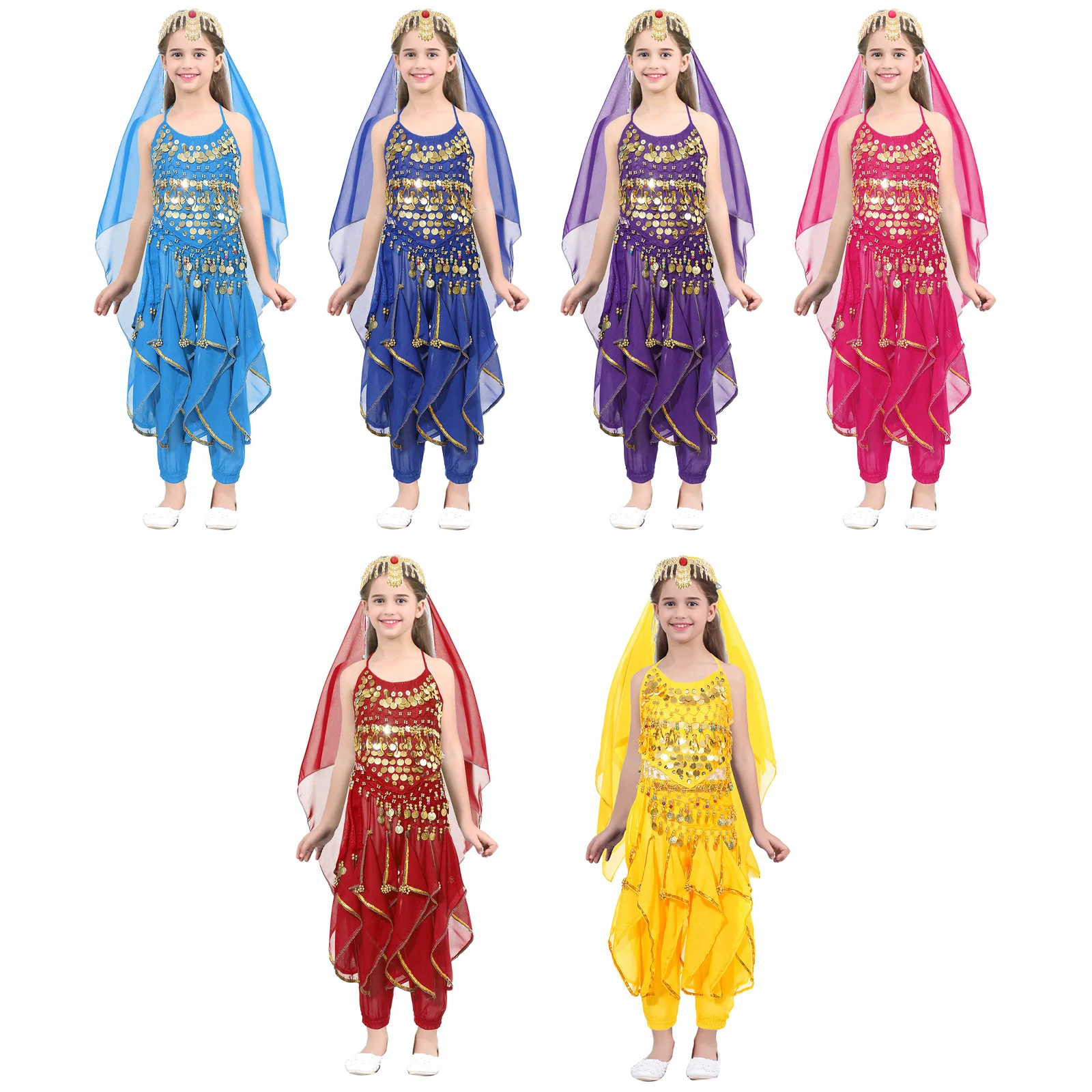 Kids Belly Dance Costumes Set Oriental Dance Girls Belly Dancing India Dance Clothes Bellydance Children Indian Theme Outfits