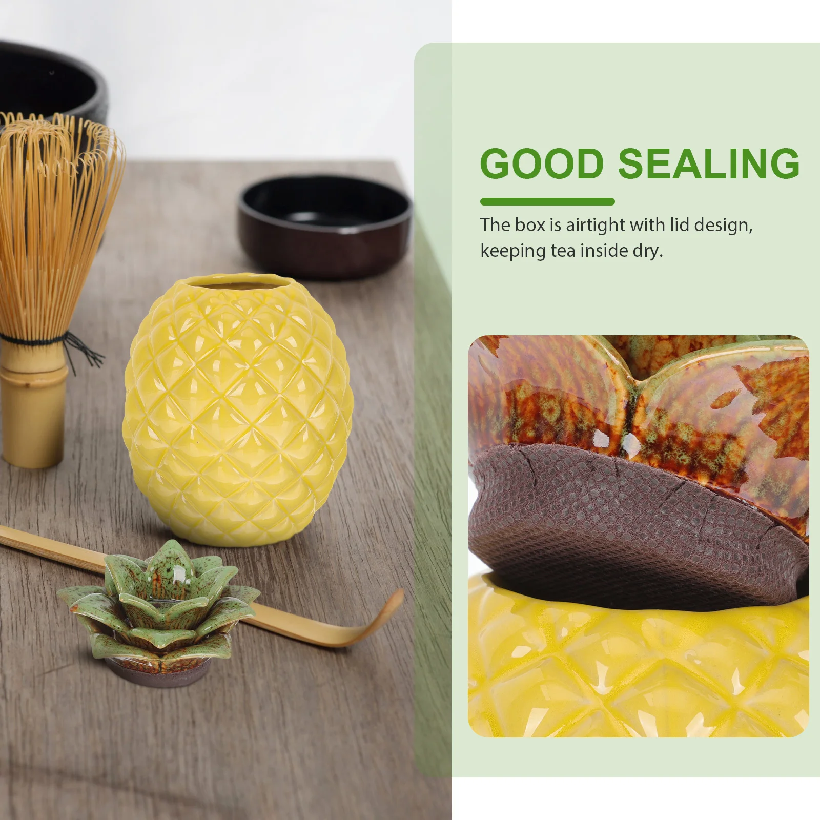 

Ceramic Pineapple Shape Tea Storage Organizer Airtight Jar with Lid for Loose Tea Candy Sugar Kitchen Table Decoration