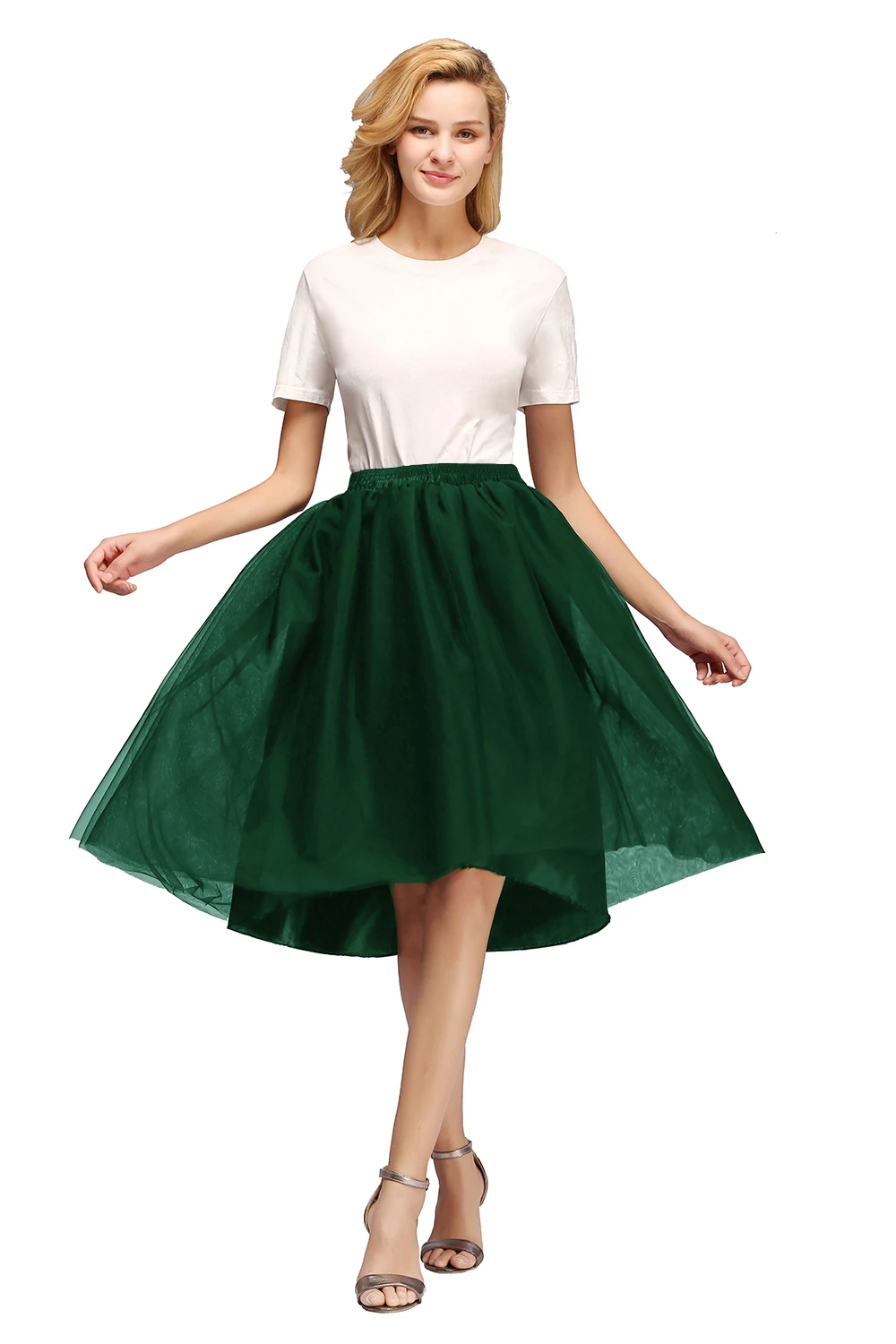 Women's Summer Simple Tulle Skirt Elastic Waist Knee Length Mesh Net Tutu Skirts Costume Party Prom Cocktail Dress CPA1847 2026