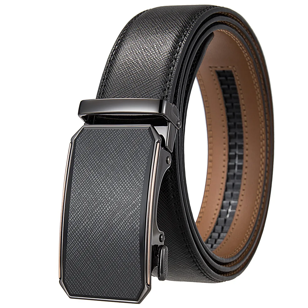 

Designer Belts Men High Quality Luxury Brand Business Genuine Cow Leather Alloy Automatic Buckle Ratchet Belt No Holes