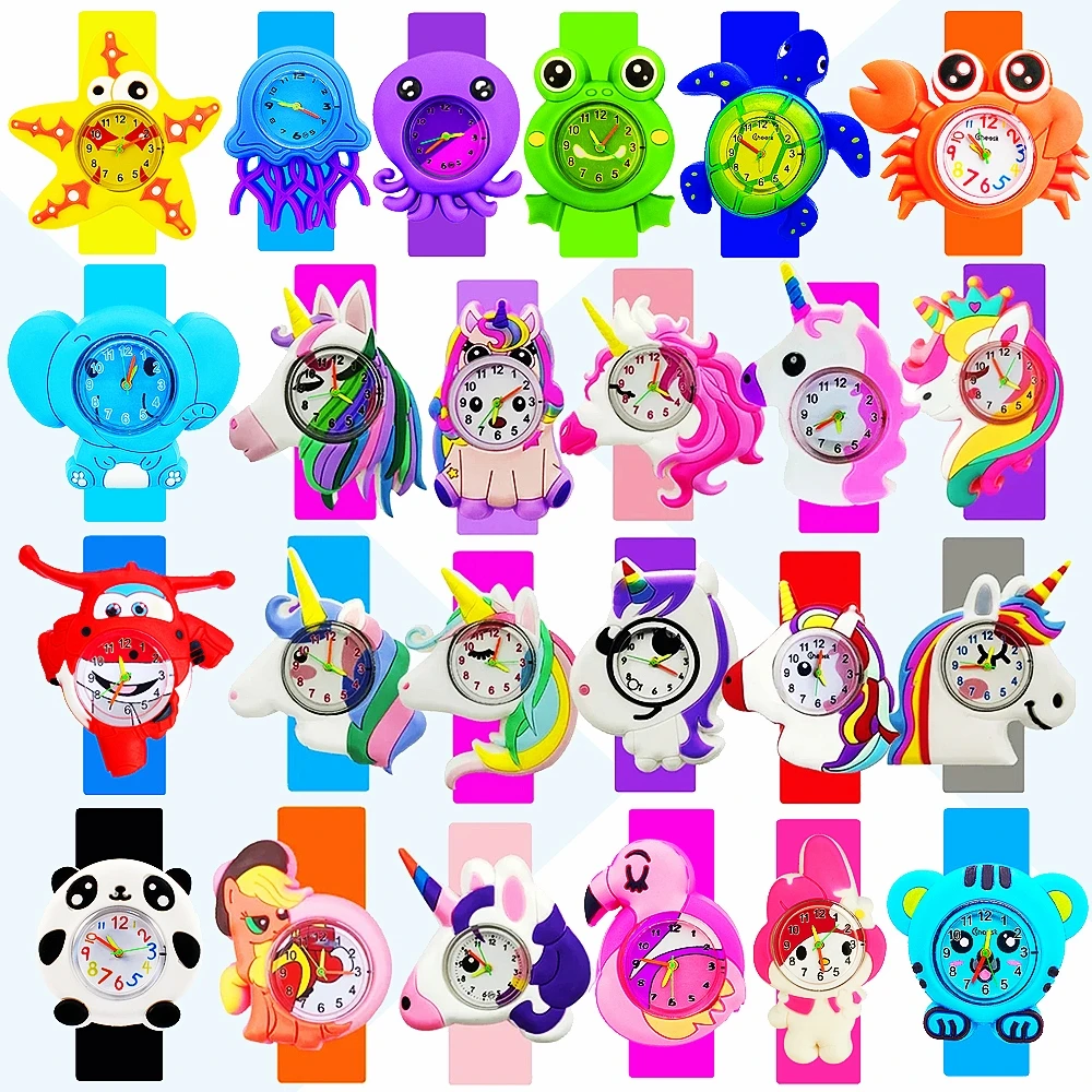 Steel Silicone Strap Girls Kids Watch Cute 3D Cartoon Unicorn Watches Boys Children Quartz Wristwatches Bracelet Clock Gift