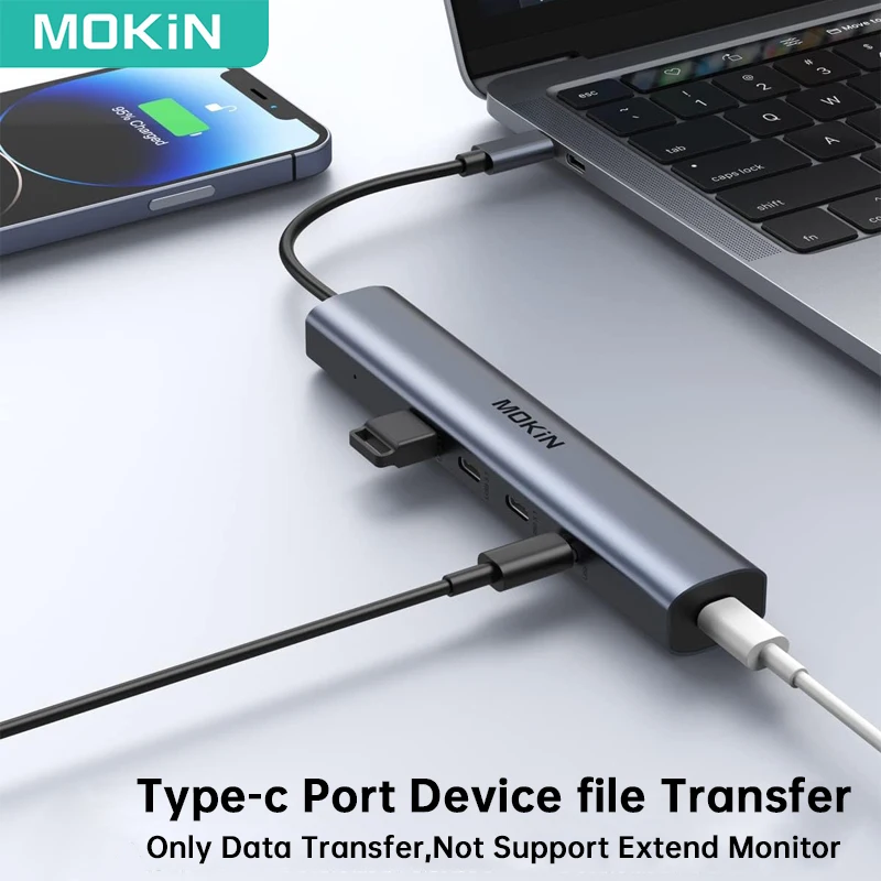 MOKiN USB Type C Hub 10Gbps USB C Splitter PD100W Charging for Tablets Laptops PC Accessories MacBook Pro/Air iPad Phone Surface