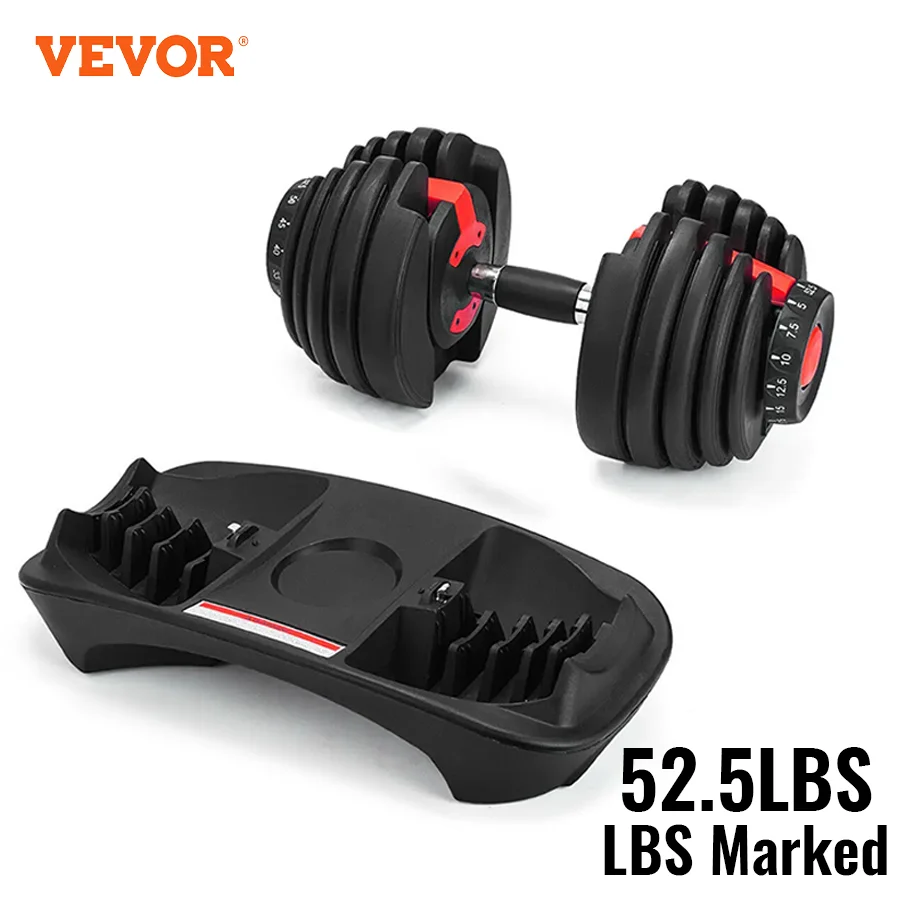 VEVOR Manubri regolabili 52.5LBS LBS Peso con manubri marcati con base per impugnatura Attrezzature per allenamenti fitness Uso in palestra domestica