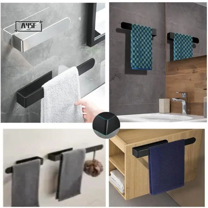 

A45F-2Pcs Self-Adhesive Acrylic Towel Rack For Bathroom, Kitchen Towel Bar Rack,Self-Adhesive Towel And Face Towel Rack