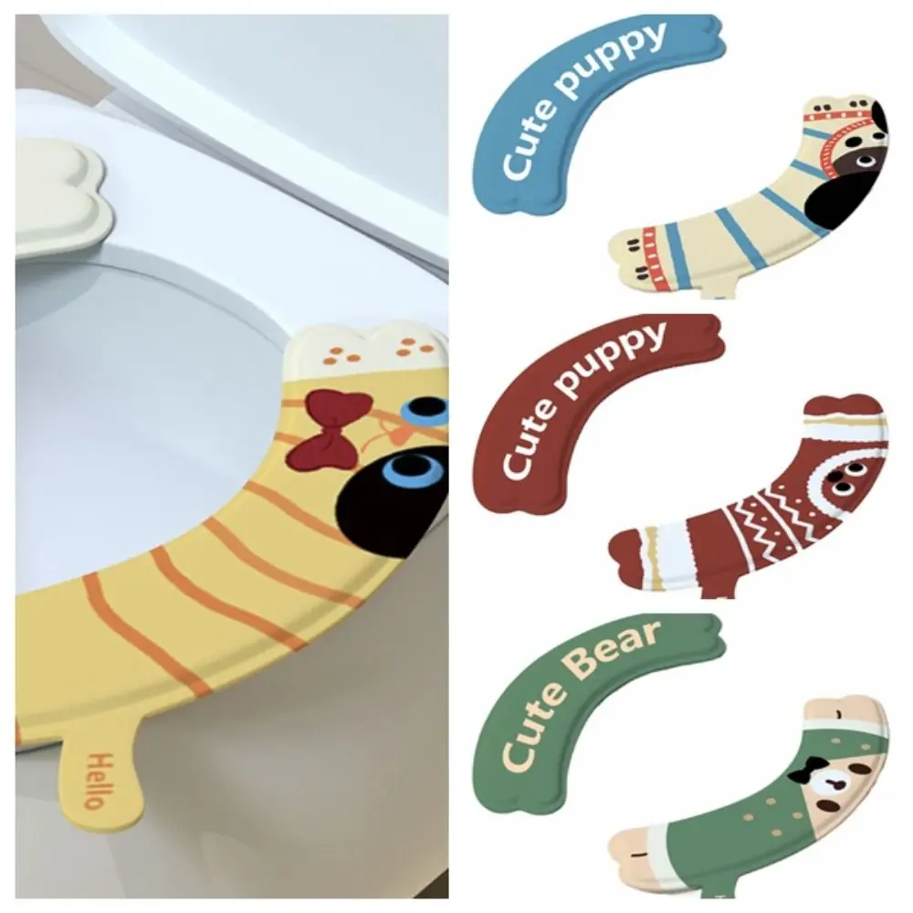 

3 компл. многоразовый мультяшный чехол для унитаза из ЭВА, водонепроницаемая моющаяся подушка для сиденья унитаза, утолщенный коврик для туалета с ручкой, коврик для туалета, ванная комната