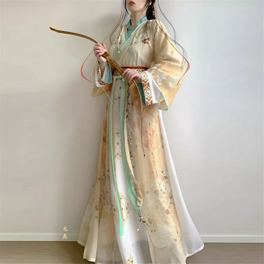 

Chinese Hanfu Dress Women's Printed Large Sleeve Shirt Hanfu Set Carnival Fairy Cosplay Dress Hanfu Dance Dress