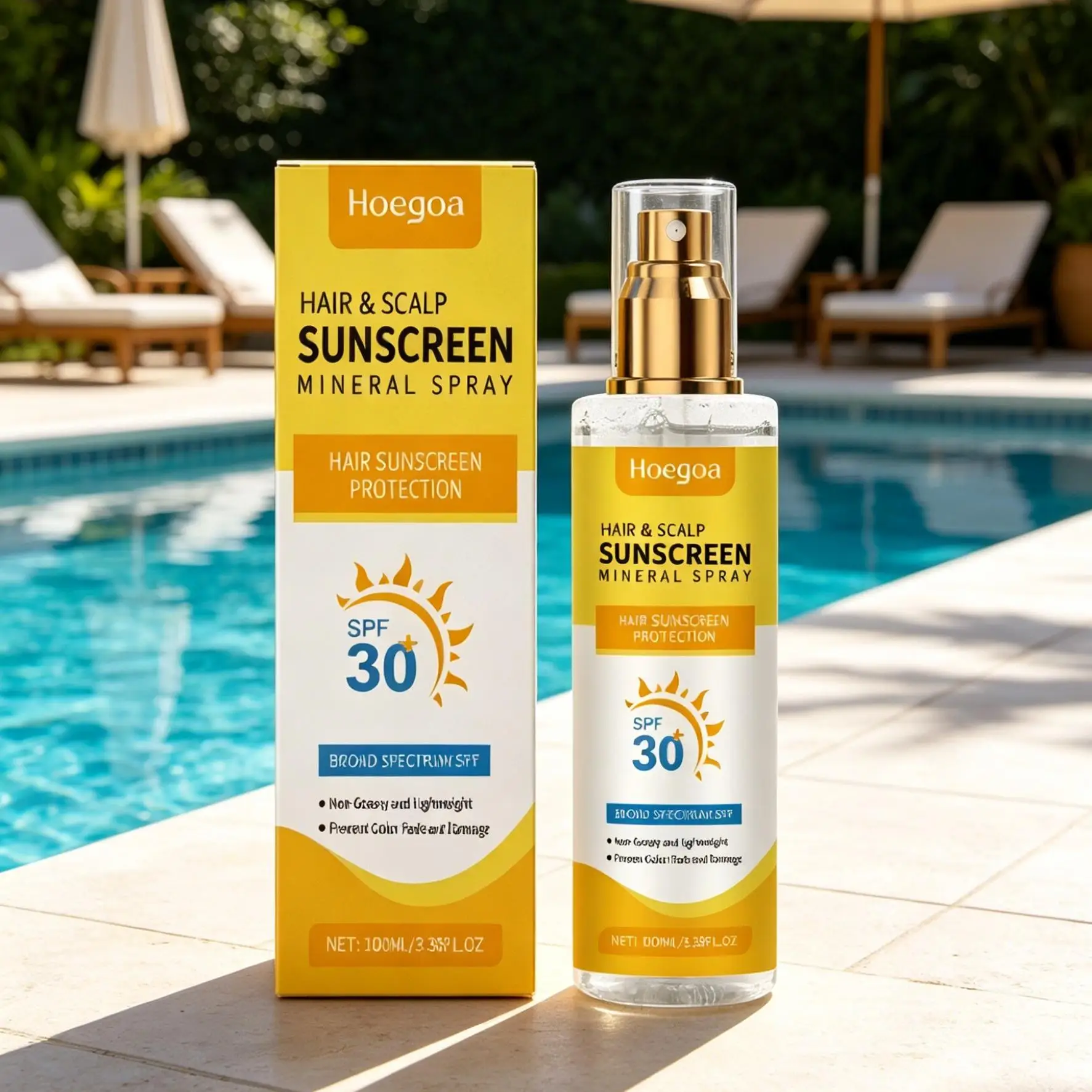 Hoegoa Spf 30 Sunscreen Hair Spray Moisturizing Hair Heat Protectant Prevent Color Fade Anti UV Protection Scalp Protector Spray
