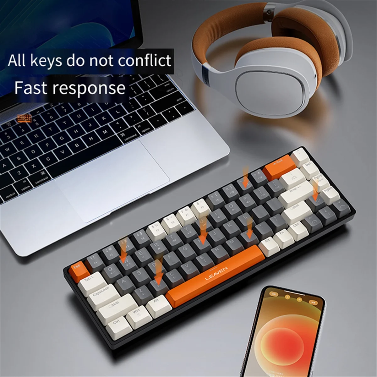 인기 있는 무선 3모드 기계식 키보드 2.4G Bluetooth 무선