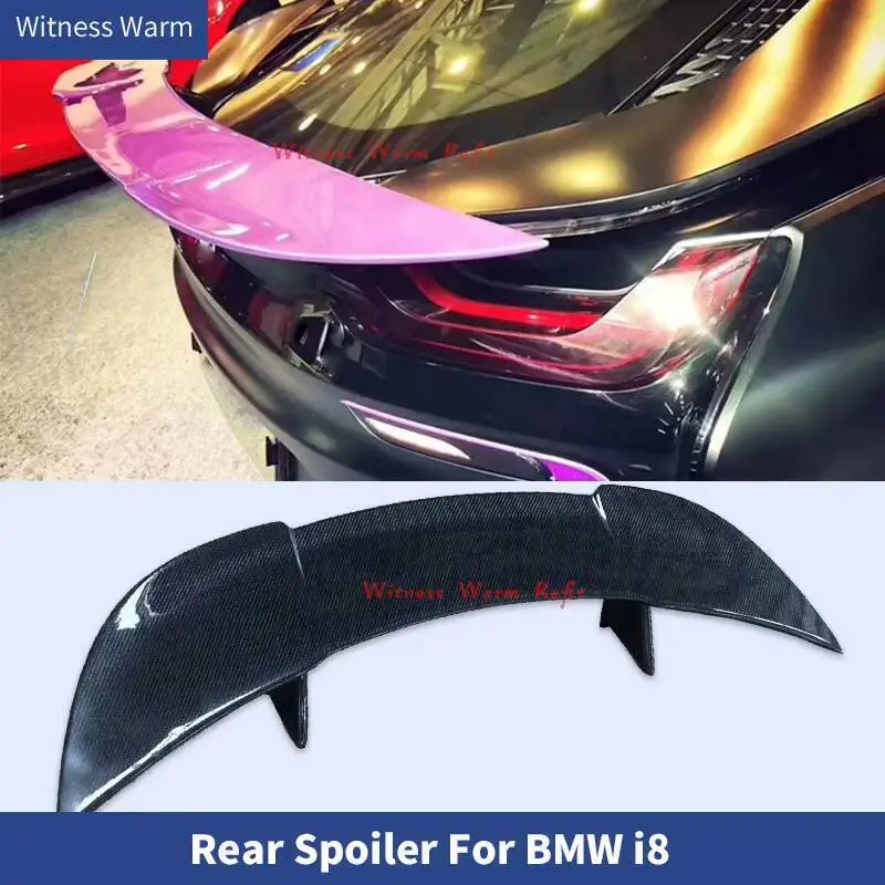 Pour Bmw i8 2014-2019 Frp forgé en Fiber de carbone arrière toit becquet aile coffre lèvre botte couverture Kit de carrosserie de voiture