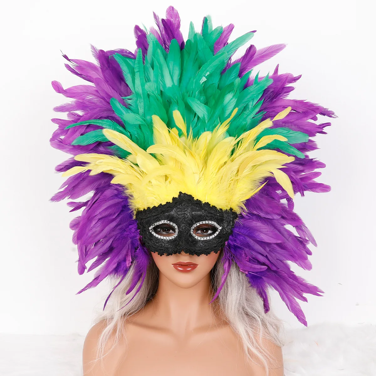 Women Costume Venetian Feather Mardi Gras Masquerade Mask Halloween Cosplay Wedding graduation Party