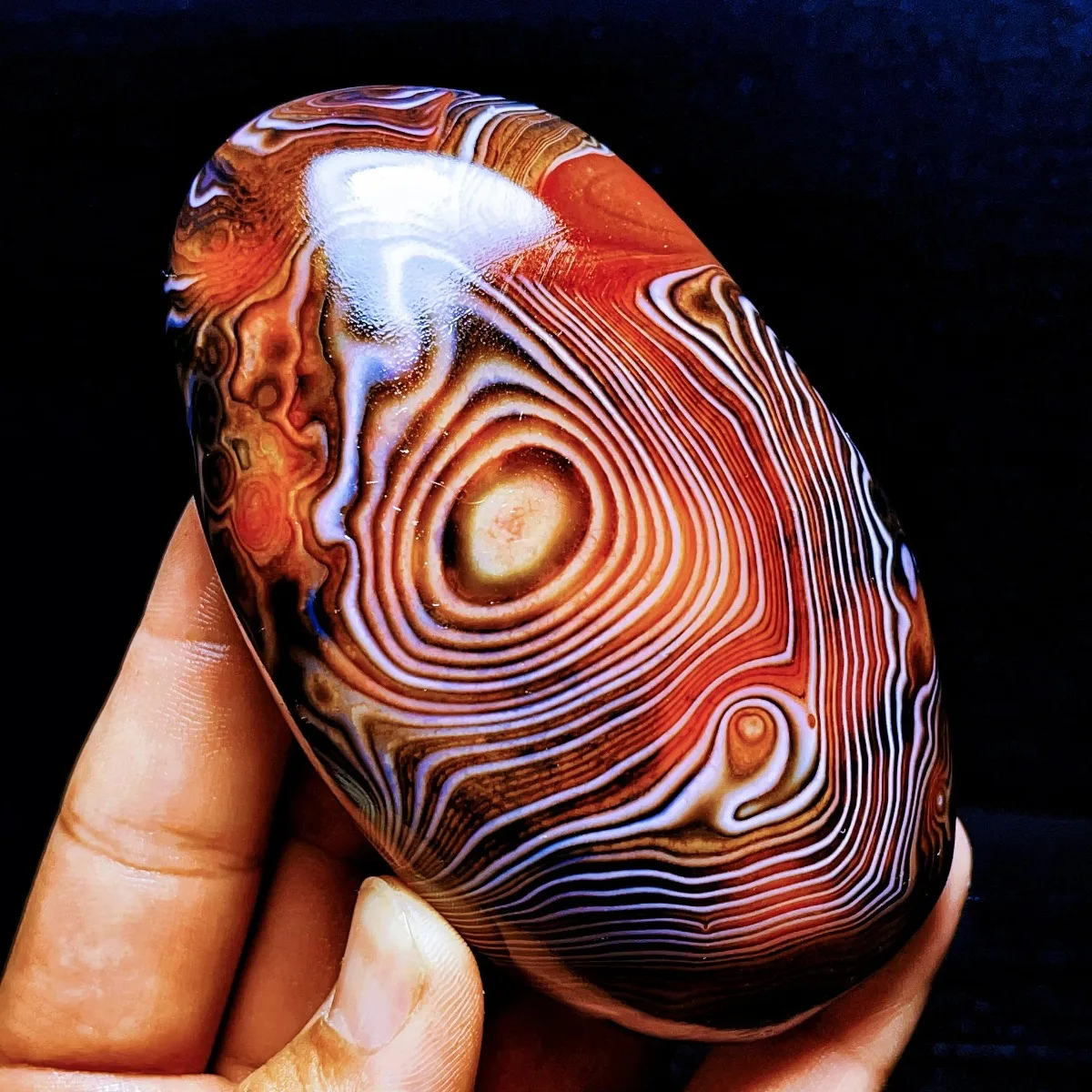 Large Craft Stone Banded Agate Worry Stone, Stone Art, Tumbled Polished, Collectible, Natural Stone, Crystal Collection
