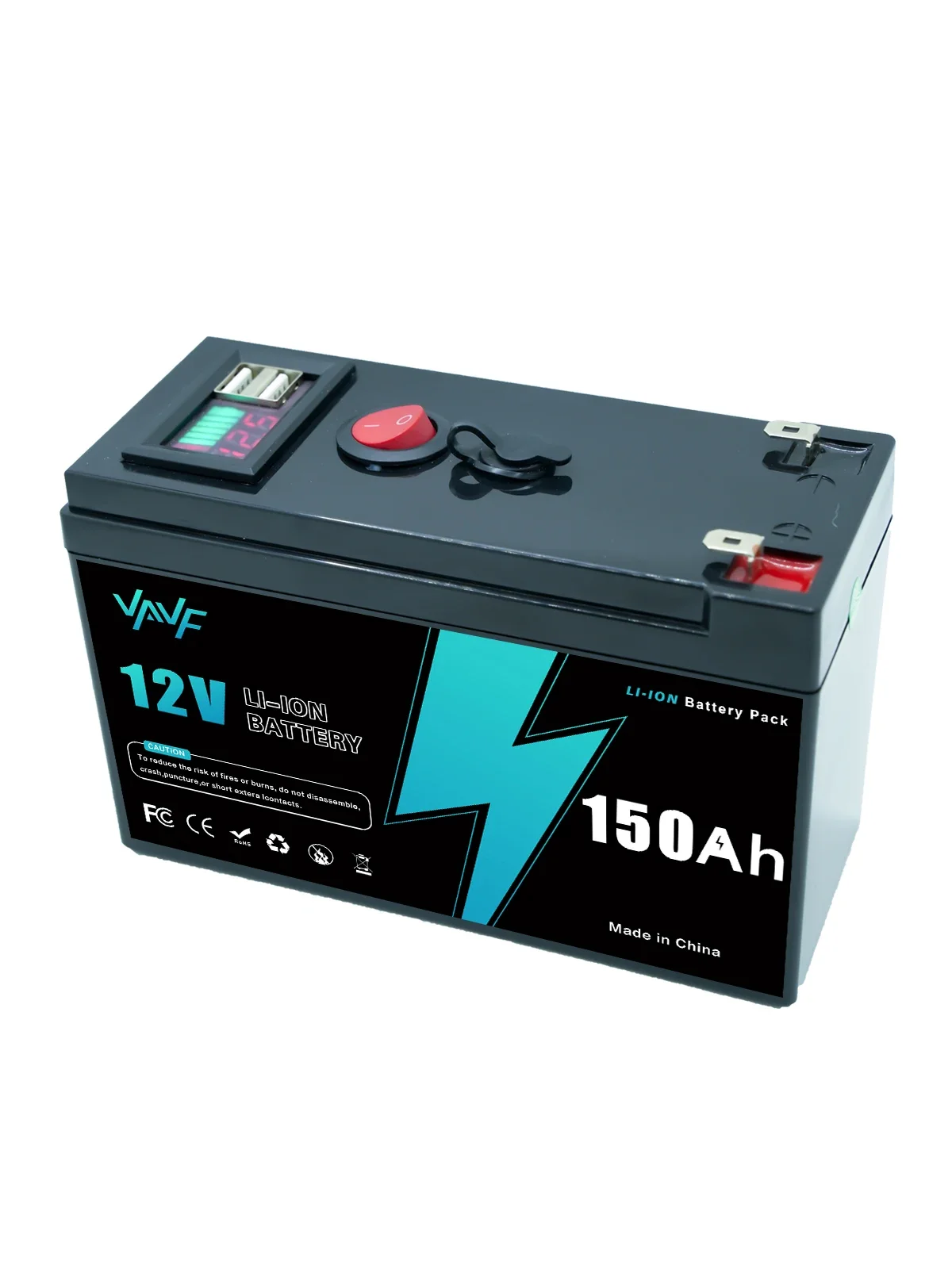 AliExpress VAVF 12V 150Ah Lithium Rechargeable LiFeP04 Battery Deep Cycle for Solar Power,UPS,Scooters,Power Wheels,Fish Finder,Built-in BMS🩼