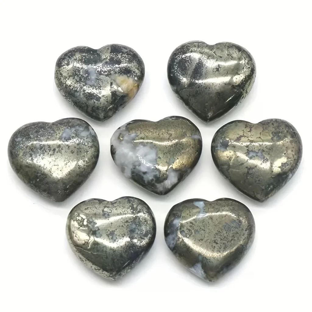 1PC Pyrite Crystal  Heart - Natural Festive Gift Item|Vibrant Crystal Colors|Artificial Crystal Form, Home & Office Decor