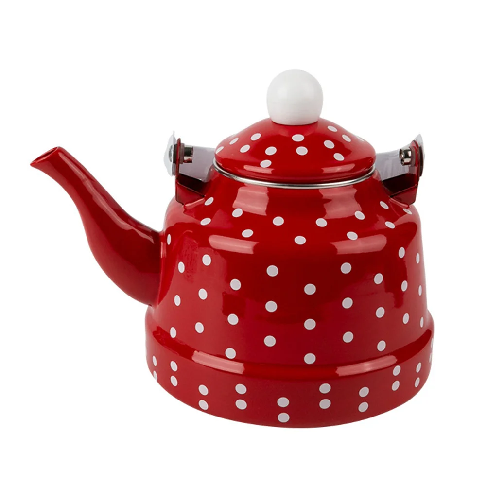 

Stainless Steel Dot Coffee Kettle Enamel Water Boiler Vintage Teakettle Kitchen Cookware Gas Stove Induction Cooker