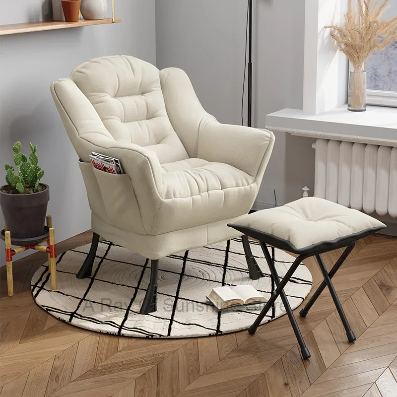 

Lounge Comfortable Sofa Chair with Pedals Nordic Balcony Lazy Leisure Sofa Bedroom Recliner Backrest Small Couch Computer Chair