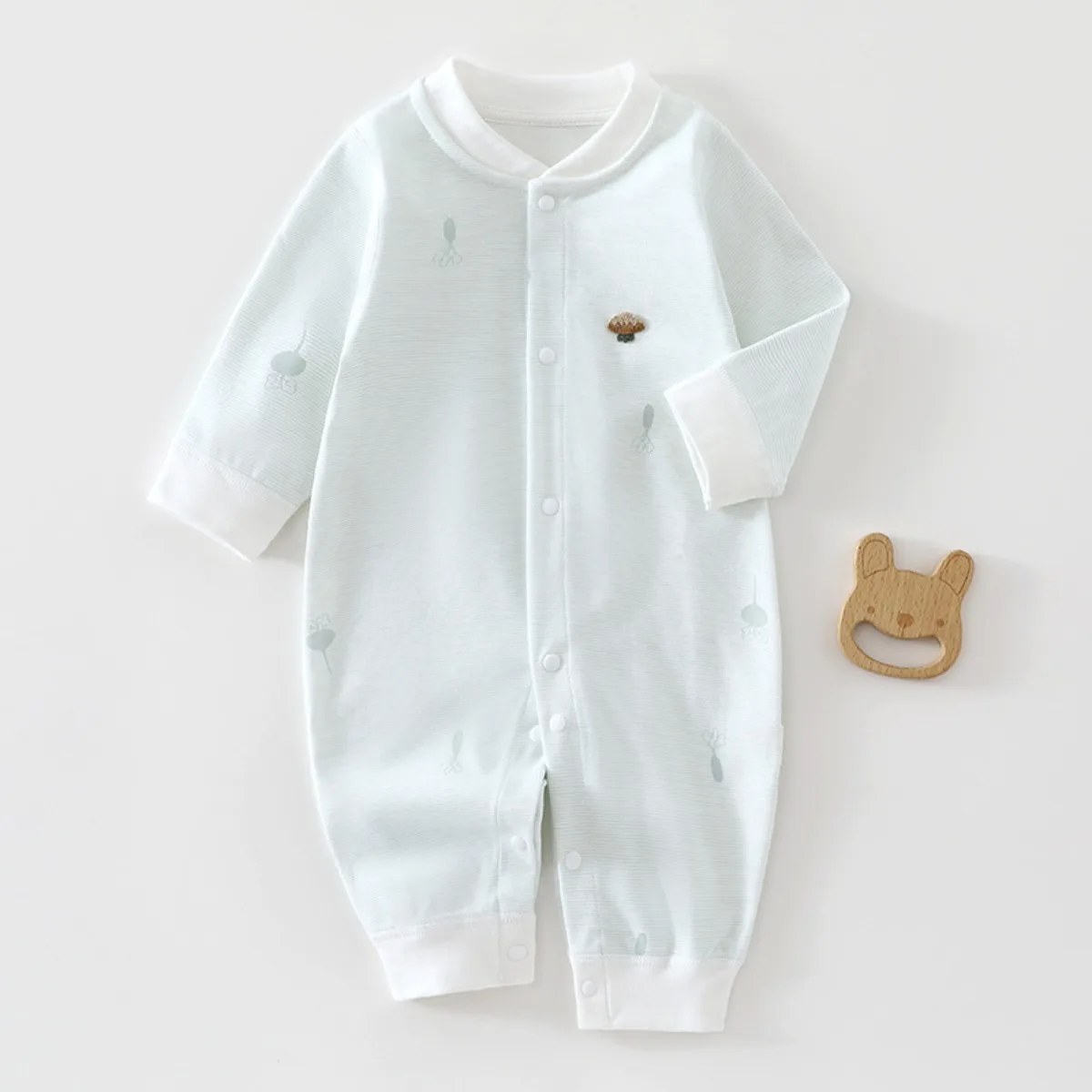 Soft Cotton Baby Romper Cute Animal Embroidery Long Sleeve Onesie Front Snaps Newborn Infant Jumpsuit Unisex 0-18M Spring Fall