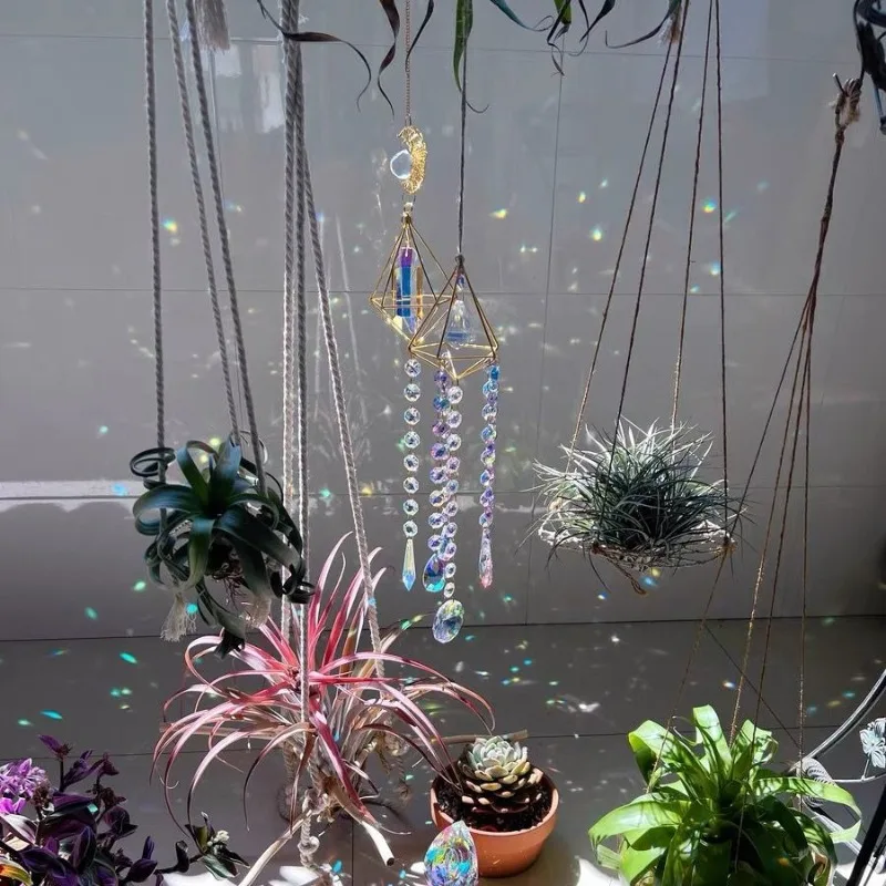 Crystal Pendant Wind Chime Bedroom Window Beautiful Hanging Sun Catcher Aesthetic Pretty Outdoor Wind Chime Home Decorations