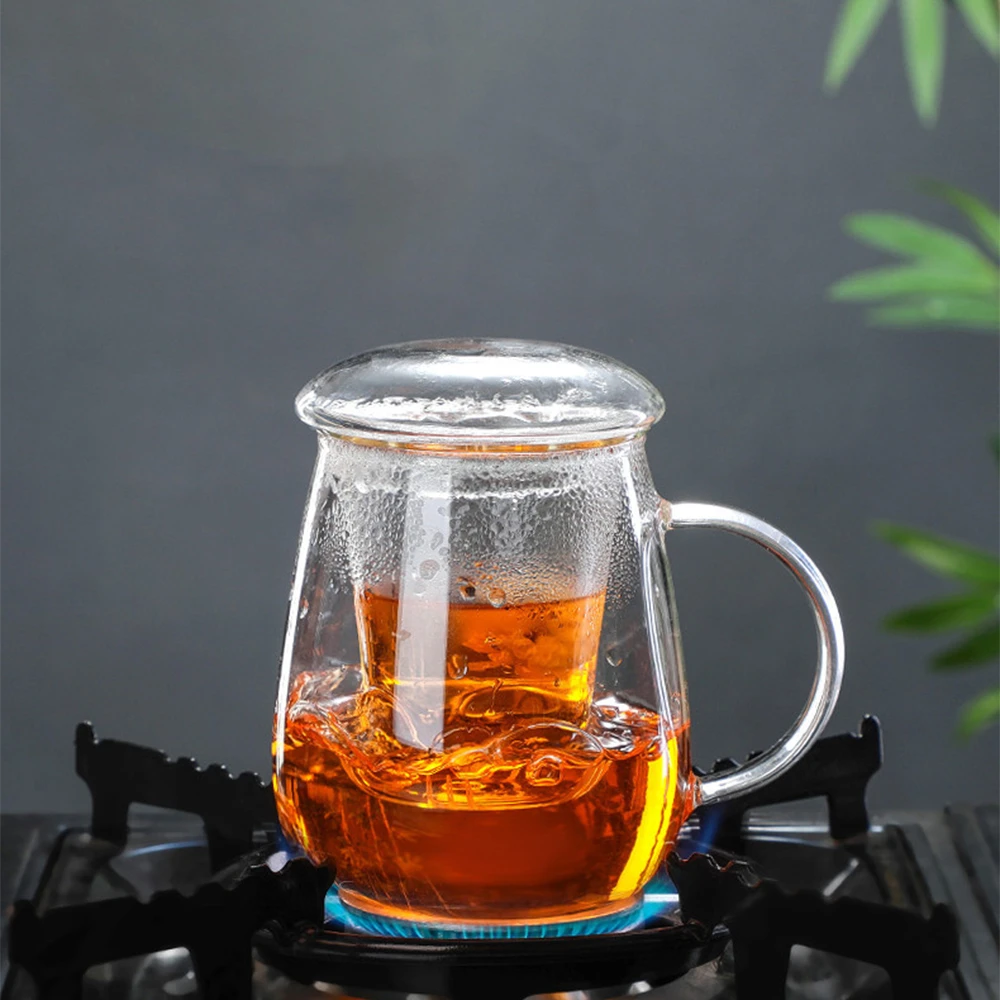 300-550ML Filterable Glass Teapot Heat-resistant Thickened Teapot High-borosilicate Glass Flower Teacup Glass Tea Mug Set