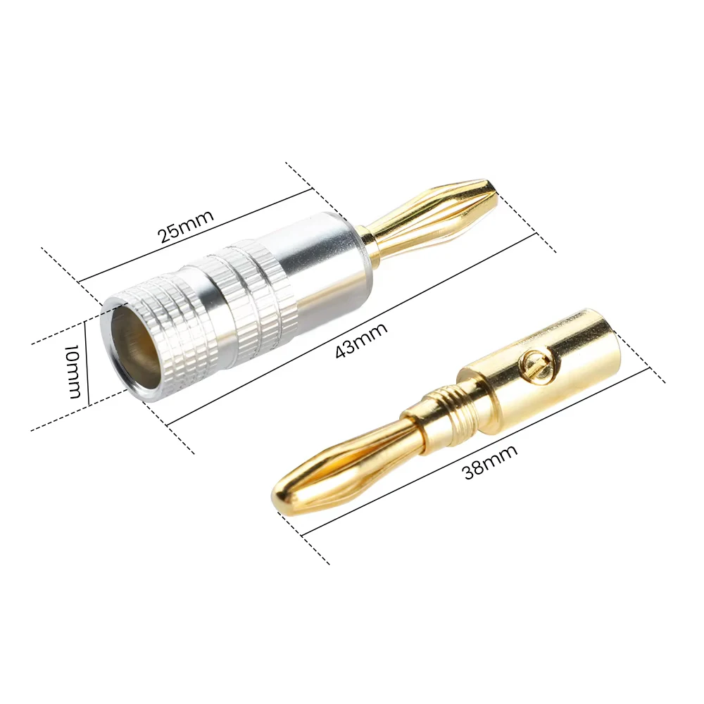 4 MM Bananenstecker Reines Kupfer Vergoldet Schraube Jack Anschlüsse Audio Laterne Bananenkopf Für Power Verstärker Sound Lautsprecher 8 Stücke