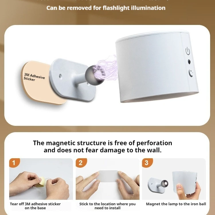 Wireless spotlight, magnetic suction bedside reading light, charging wall light, advanced background wall atmosphere light