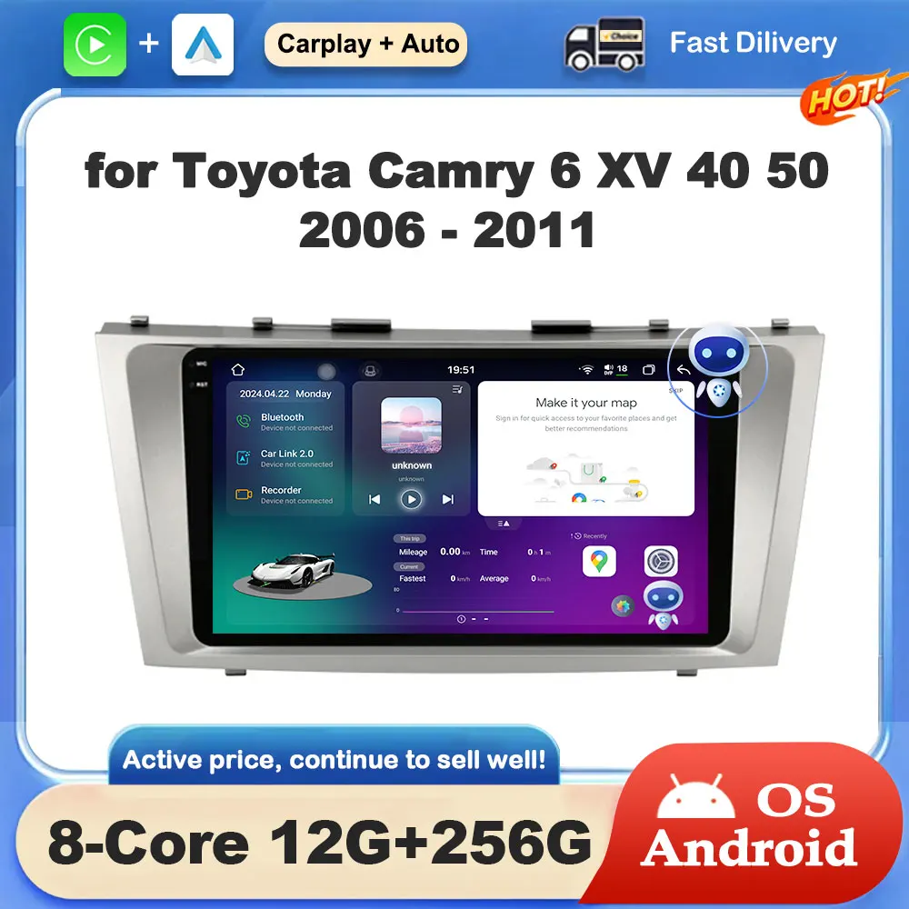 

Android OS for Toyota Camry 6 XV 40 50 2006 - 2011 Car Multimedia Radio Video Player GPS Navigation Wireless Carplay Auto Tools