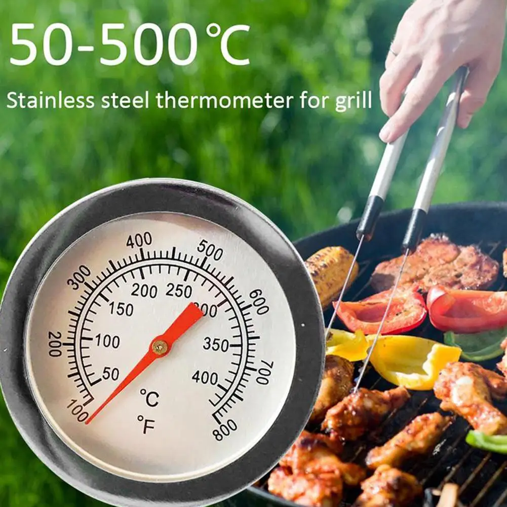 1pc Barbecue Oven Thermometer, Oven Accessories-Grill Thermometer, Wide Temperature Range, Stainless Steel BBQ Grill Thermometer