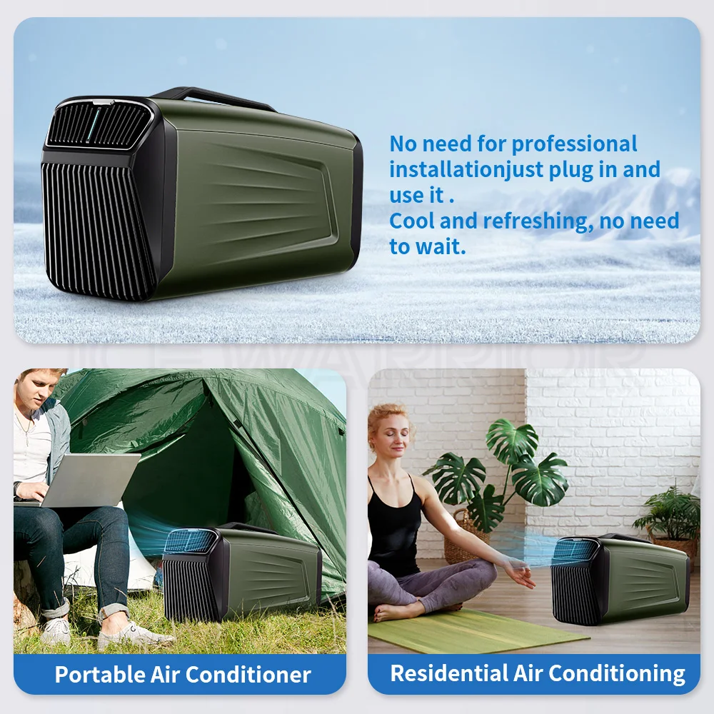 เครื่องปรับอากาศแบบพกพา 5200btu Mini Air Cooler เครื่องลดความชื้นสําหรับรถยนต์ Multi-Function Camping เต็นท์เครื่องลดความชื้น Air Cooler