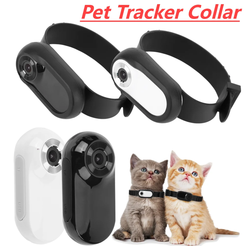 Pet Action Camera Small Pet Collar Camera 0.96in Screen Lightweight Full HD Rechargeable with Video Records for Cat for Outdoor