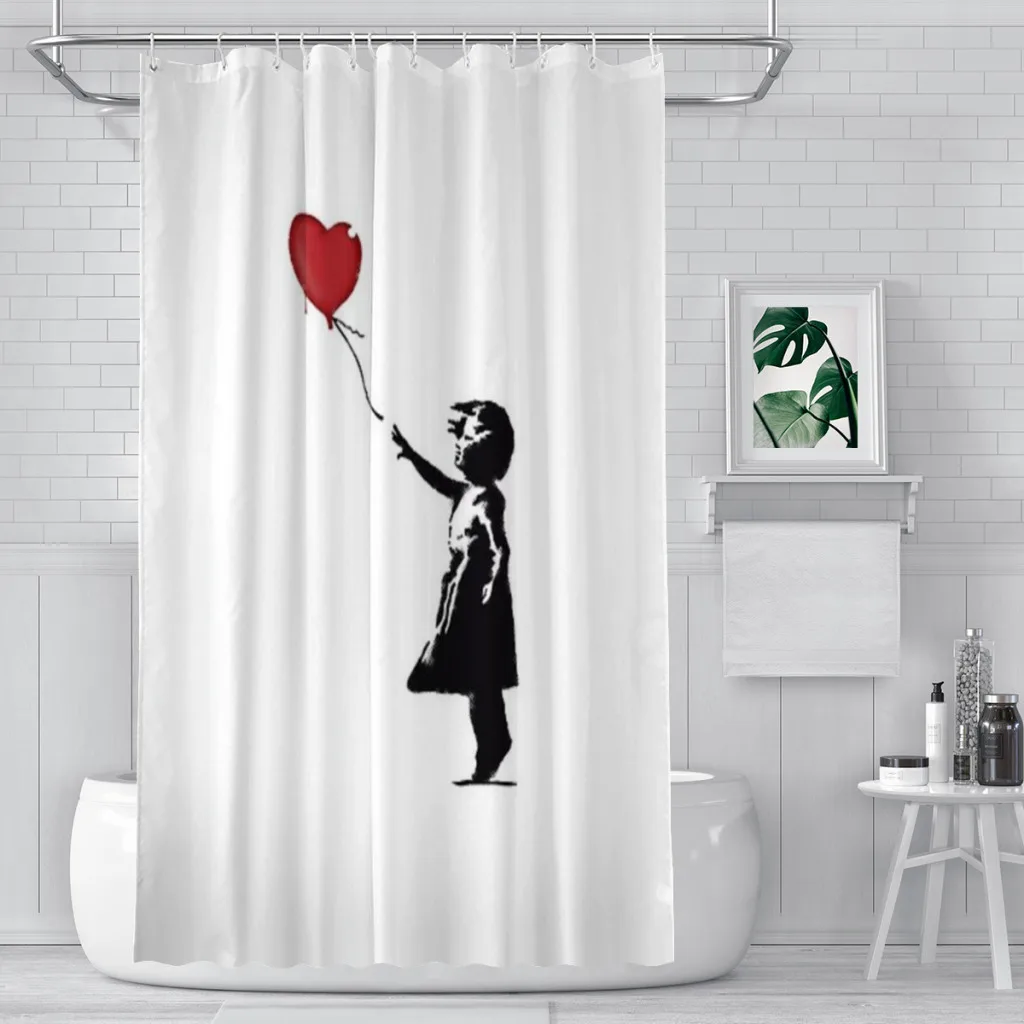 

Banksy Girl with heart balloon graffiti street art Balloon Girl HD HIGH QUALITY ONLINE STORE Shower Curtain Bathroom Decoration